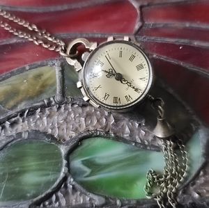 Watch Necklace with chain bubble Glass